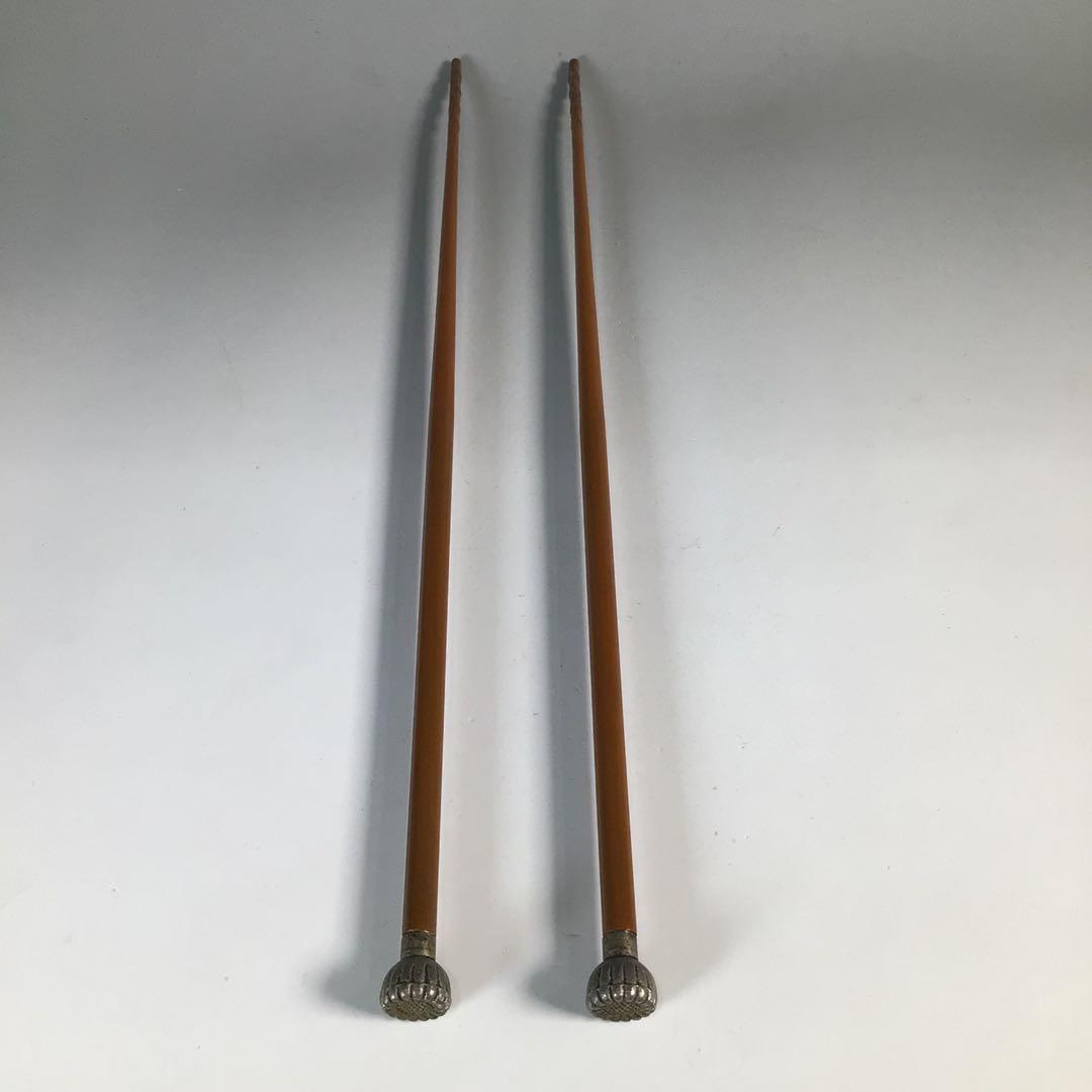 Ｎ４５５　火箸　『木村清斎造』『鵬雲斎好』『笹頭』『飾火箸』　共箱　茶道具