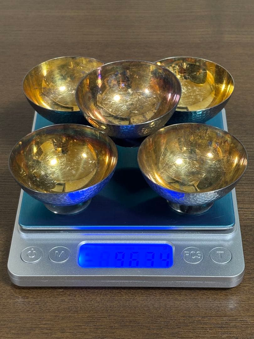 純銀　徳力　silver 酒器　盃　五客組
