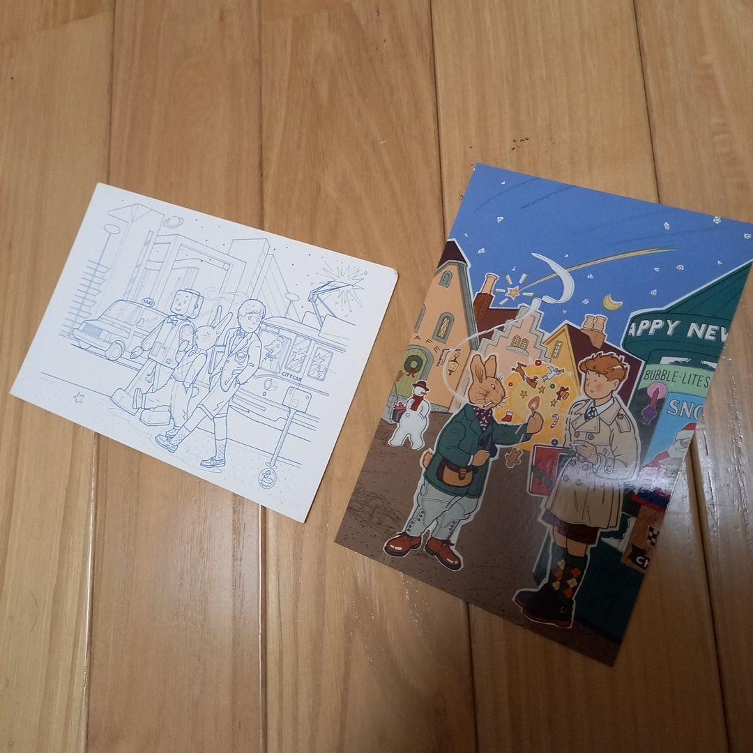 鴨沢祐仁先生　直筆イラスト色紙　レア当時物　図柄クシー君とレプス君