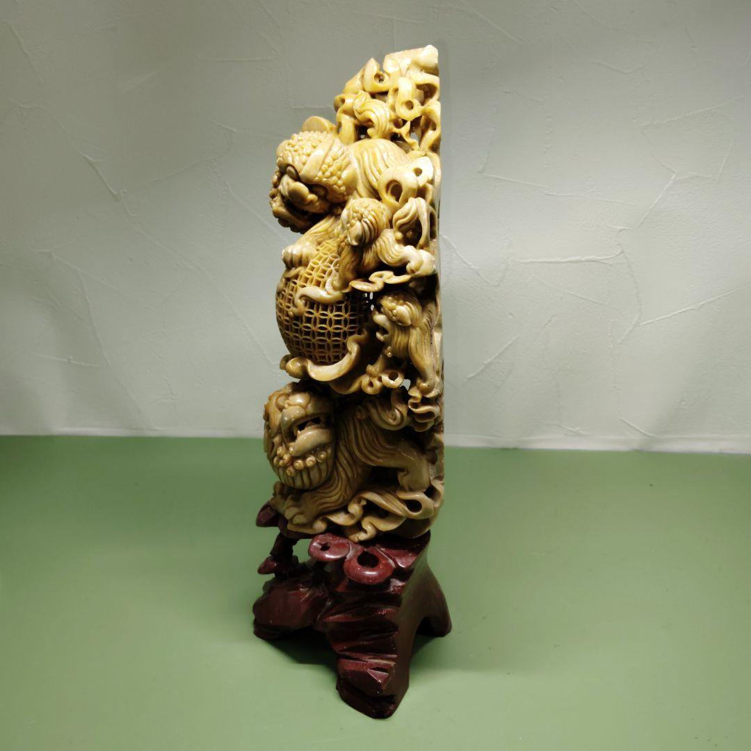 中国美術? 石彫刻 獅子 狛犬 置物 オブジェ インテリア