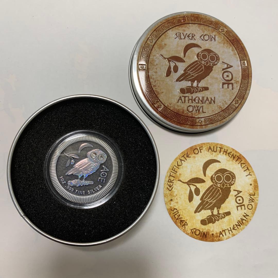 レア☆2020年 $2 アテネのフクロウ 1oz 純銀 .999 シルバー