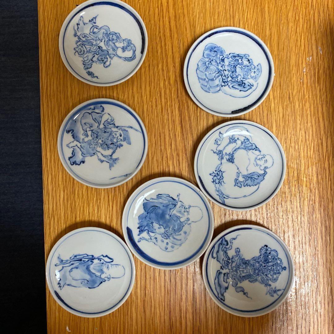 清水焼　酒器　七福神絵