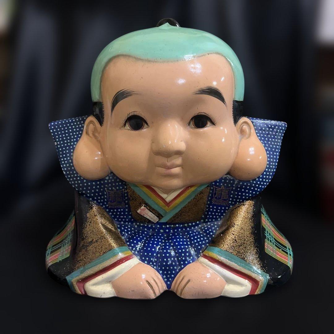 福助　縁起物　陶器　置物　オブジェ　　　昭和レトロ　当時物