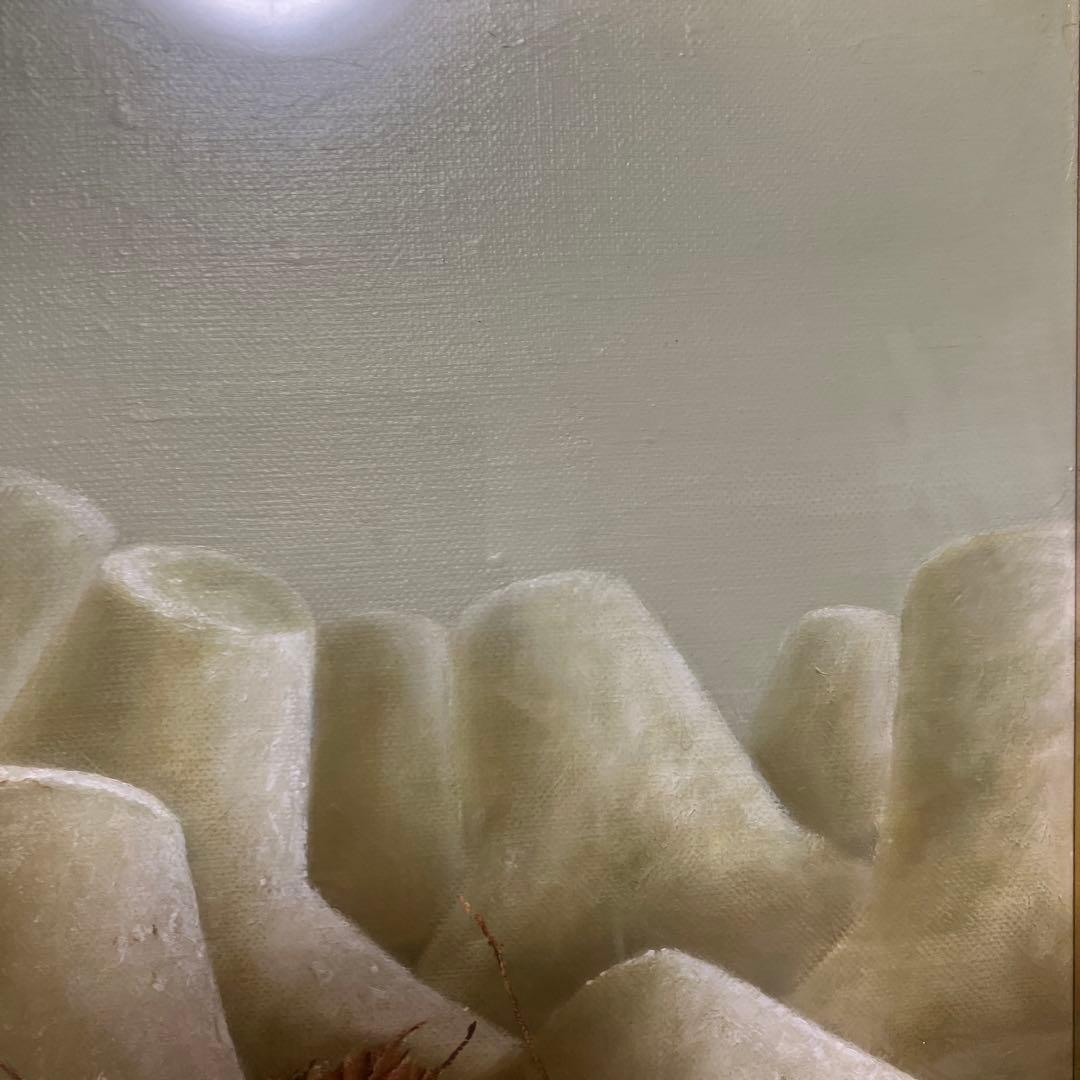 油絵　画家　尾崎文彦先生　原画　F6 額縁付き　タイトル『廻り道』