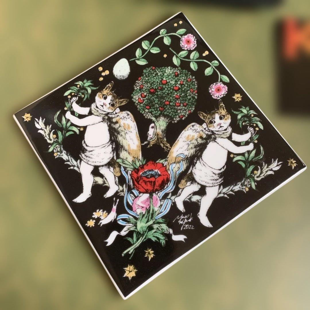 ボリス雑貨店 ヒグチユウコ タイル 鍋敷 九谷焼 クタニ インテリア キッチン