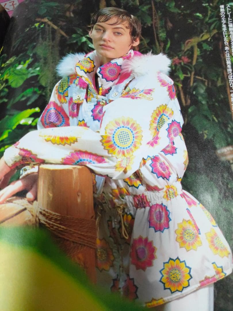 スキーウェア ホワイト ピンク 花柄 レディース Lサイズ