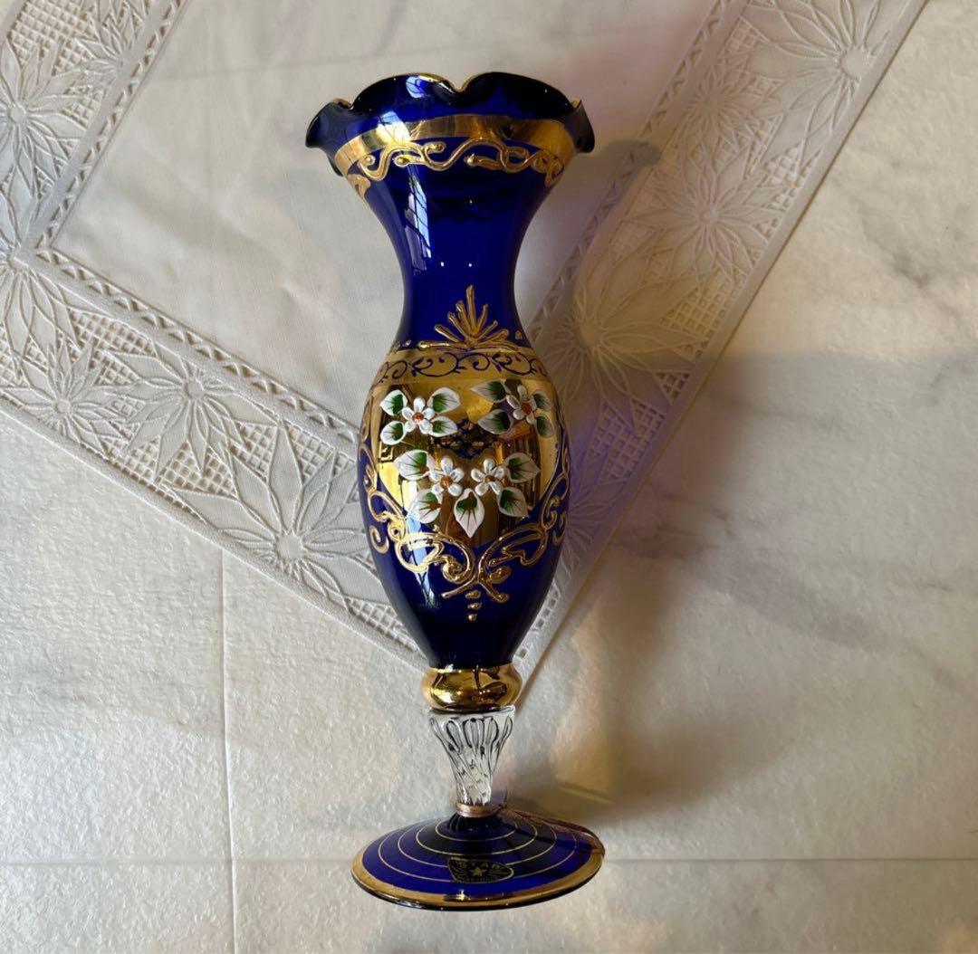 Italy製 ムラーノ ベネチアガラス 花瓶 フラワーベース