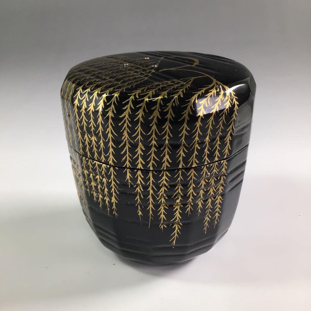 Ｒ２７１　棗　『蒔絵師　西村弘峰作』『認得斉好写』『柳棗』　共箱　茶道具