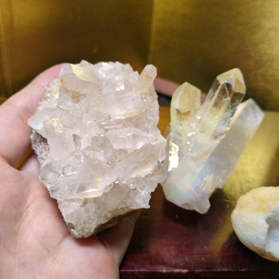 水晶クラスター2点とジオードの3点セット合計440kg 天然石 パワーストーン