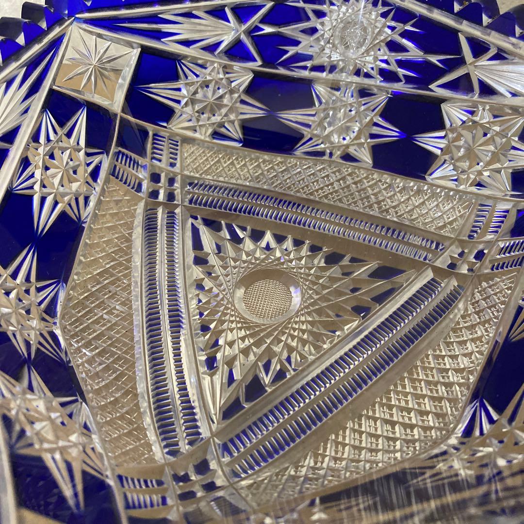 切子硝子　江戸切子　薩摩切子　ブルー鉢　ボール