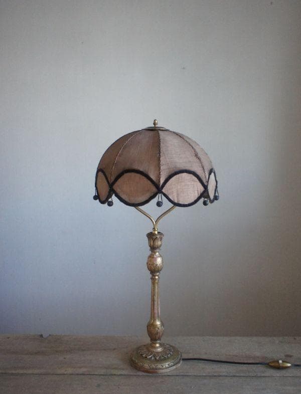 フランスアンティーク　木製スタンド　ランプ　照明　PARIS　ブロカント