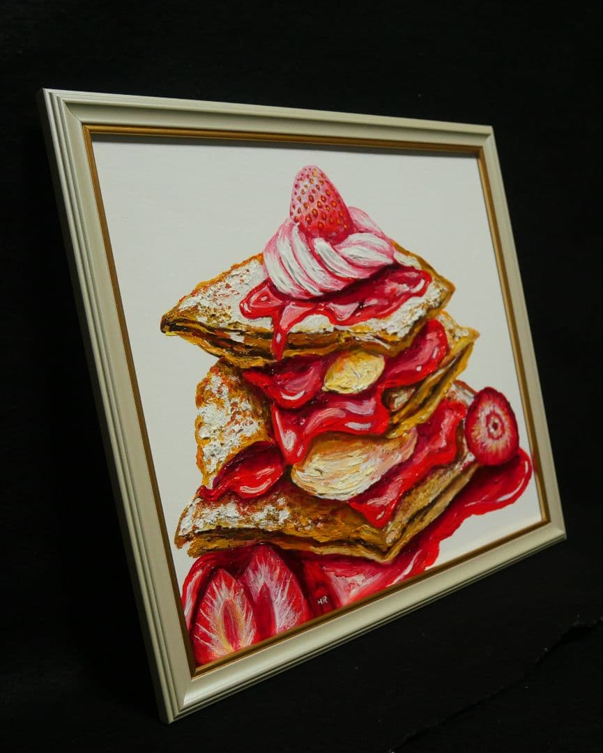 油絵 絵画 【苺のミルフィーユ】 】