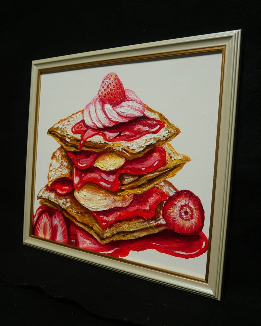 油絵 絵画 【苺のミルフィーユ】 】