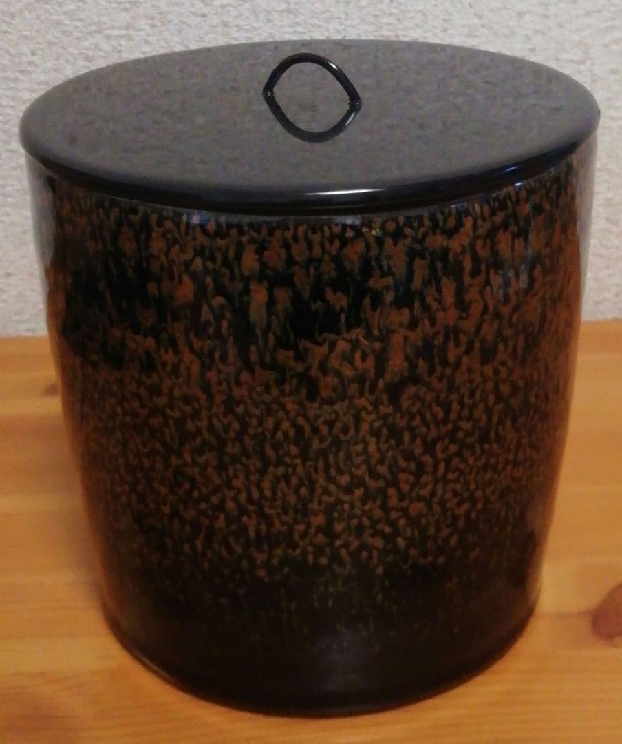 鎌田幸二作　褐釉滴　天目　水指　共箱　共布　茶道具