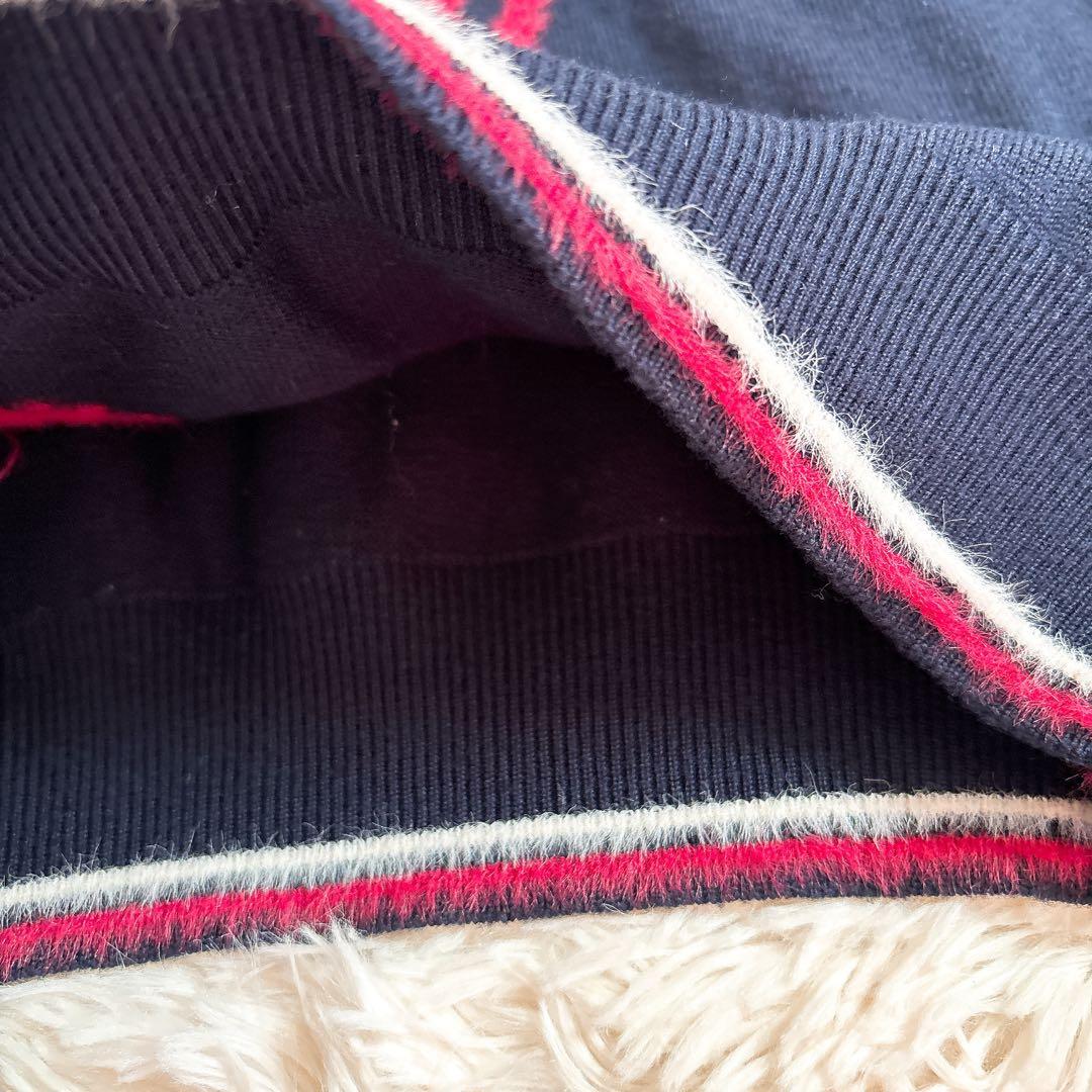 MARK&LONA スカル Vネック セーター ニット ネイビー ウール混