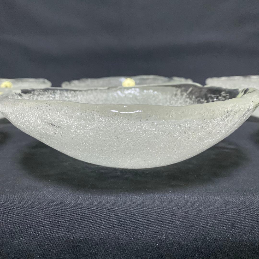 岩田ガラス　気泡　ガラス　浅鉢　深皿　6枚　未使用　美品
