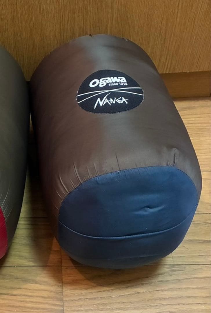 Ogawa Nanga 寝袋 シュラフプラスL(羽毛600g)ネイビー×ブラウン