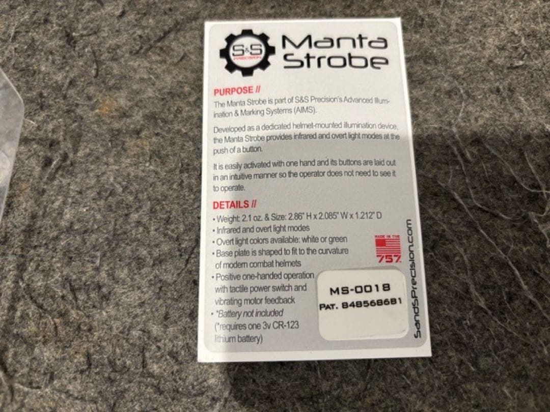 S&S Precision Manta MS-0018 米軍 マンタ ライト