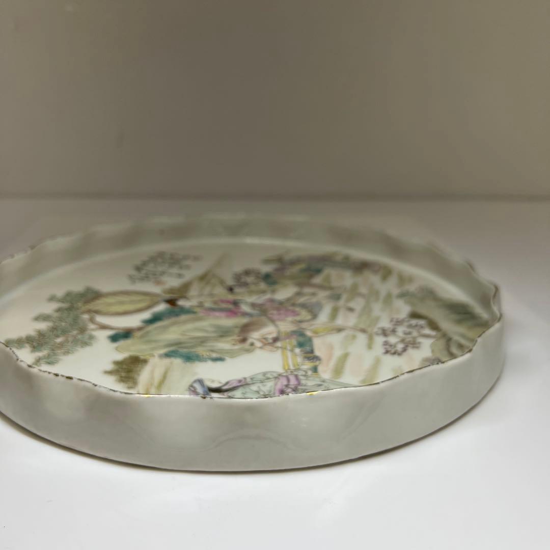 中国清時代　粉彩人物画大皿　幅約27.5㎝　東Y7-0702⭐︎2Fトニエ