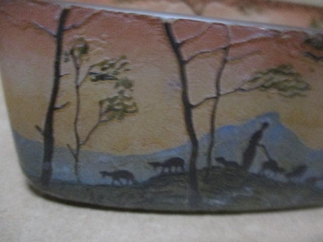 アールヌーボー　ガラス花器　ミューラー作　ですが　M34-2