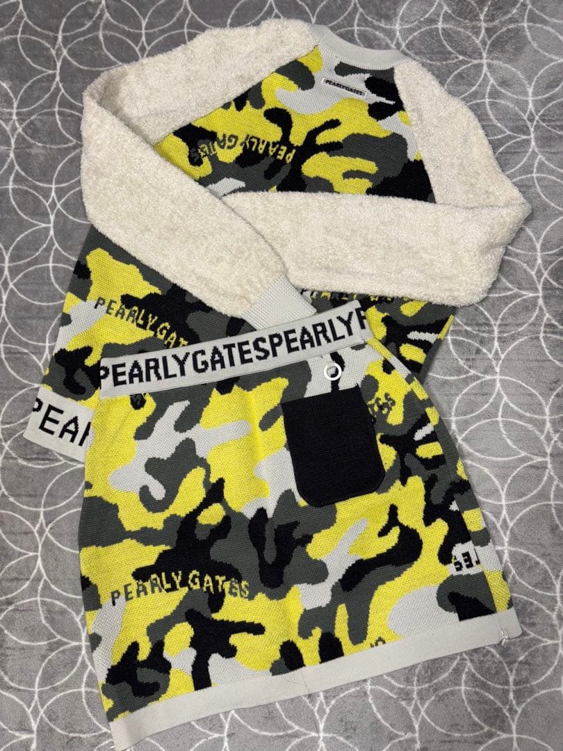 （超美品）パーリーゲイツ、迷彩柄シリーズ、異素材ニット、セットアップ、サイズ0