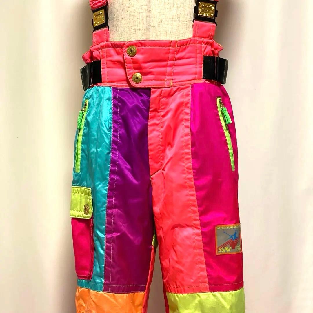 90s GOLDWIN クレイジー配色 スキーウェア 上下セット 総柄 レトロ