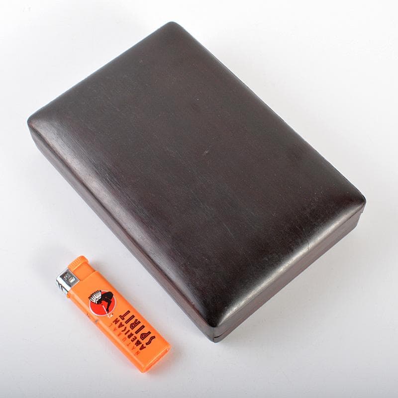 中国　書道具　花瓶刻　端渓硯　唐木箱付　C　6184