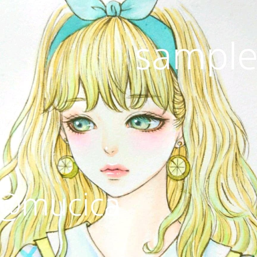 ポストカードプリント 手描きイラスト《レモネード》水彩画 オリジナル