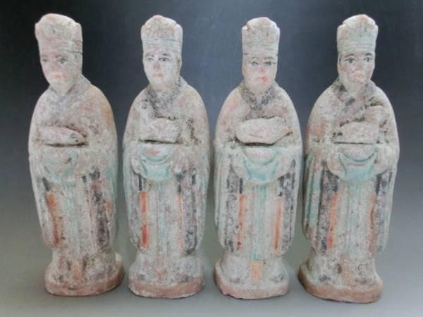 土人形■中国唐三彩置物祭具 12体 古い唐俑 中國 古玩 時代物 骨董 希少■