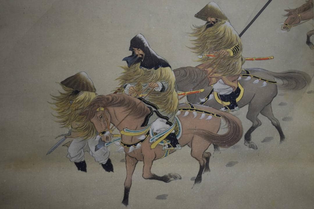 真作/秀貞/馬上人物図/布袋屋掛軸HG-404