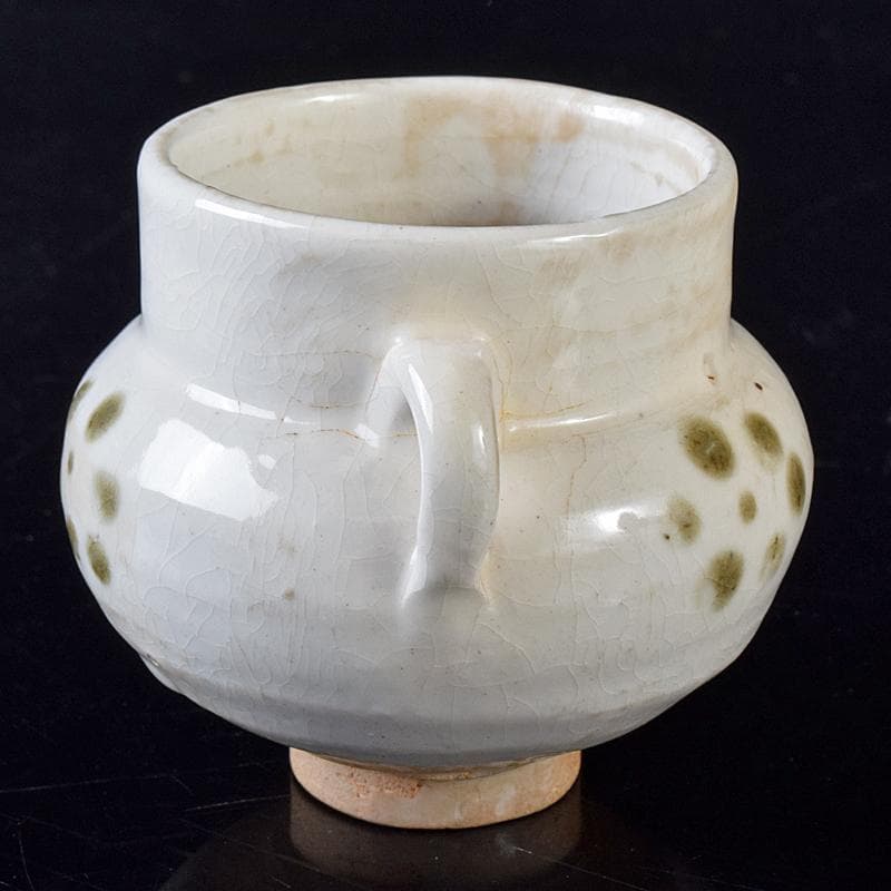 中国　磁州窯白釉　褐彩　双耳小壷　C　R8242