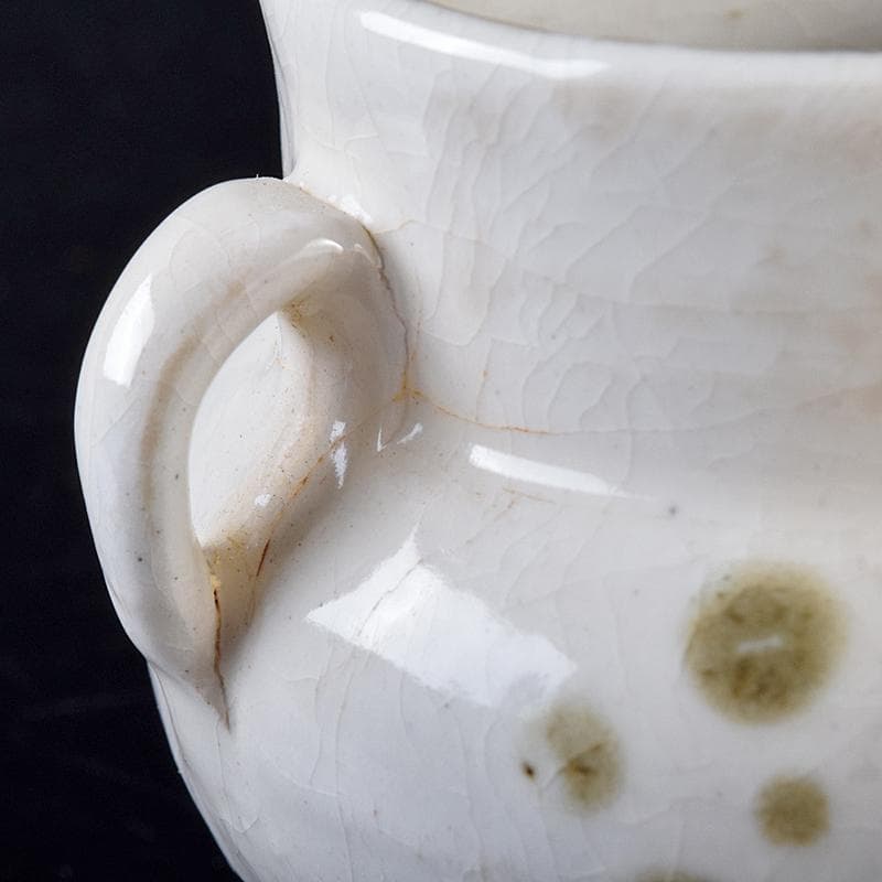 中国　磁州窯白釉　褐彩　双耳小壷　C　R8242