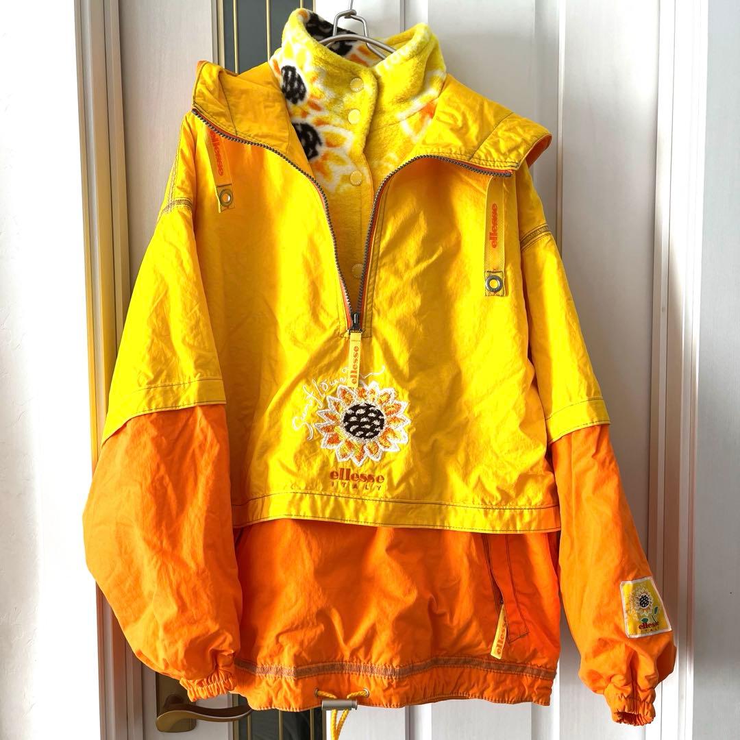 平成レトロ！ビビットカラーが可愛い　ellesse エレッセ　スキーウェア　L