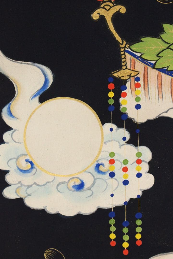 No5402 掛軸　西国三十三所御集印霊幅　紙本　紺紙金泥　木箱付　送料無料