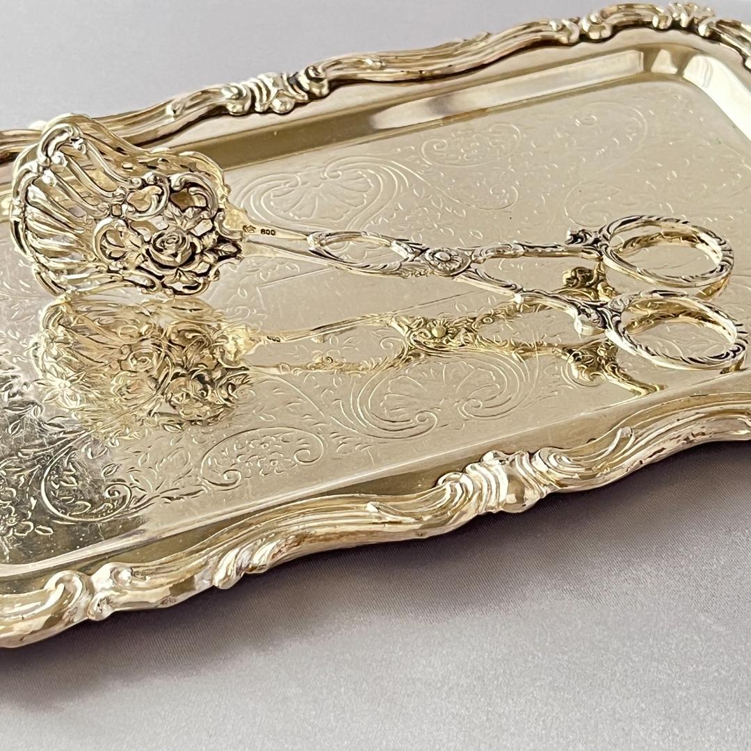 【ドイツ】薔薇の透かしのトング【純銀】ローズ 15cm