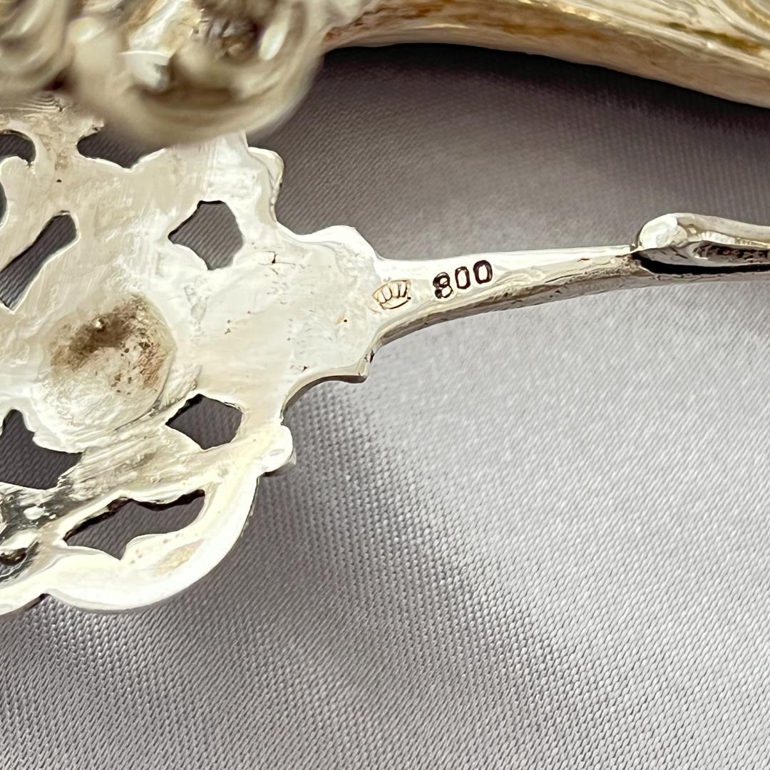 【ドイツ】薔薇の透かしのトング【純銀】ローズ 15cm