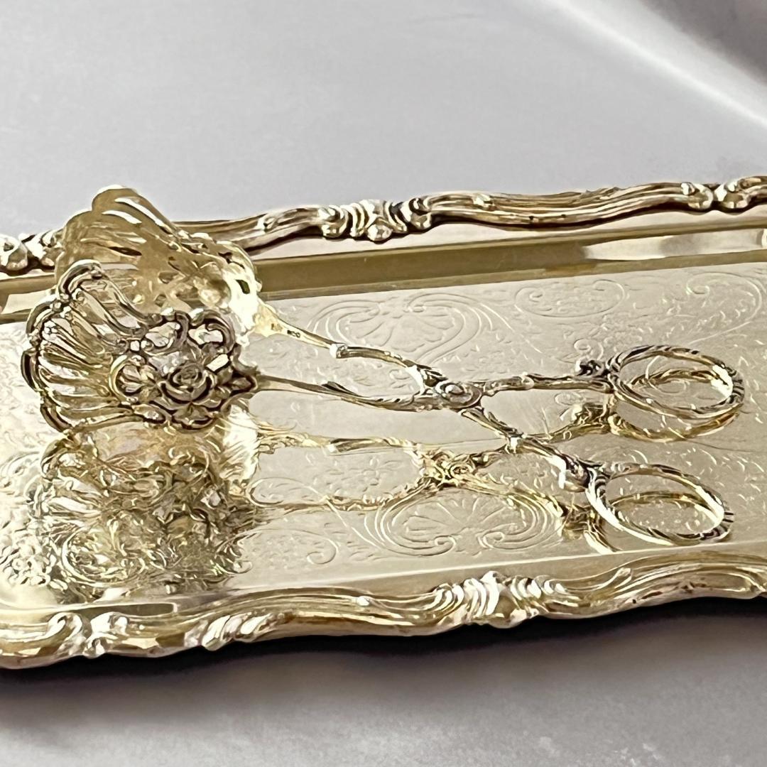 【ドイツ】薔薇の透かしのトング【純銀】ローズ 15cm