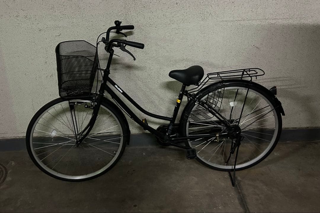 ママチャリ 27インチ 前カゴ付き 自転車 シティサイクル スマホホルダー付き