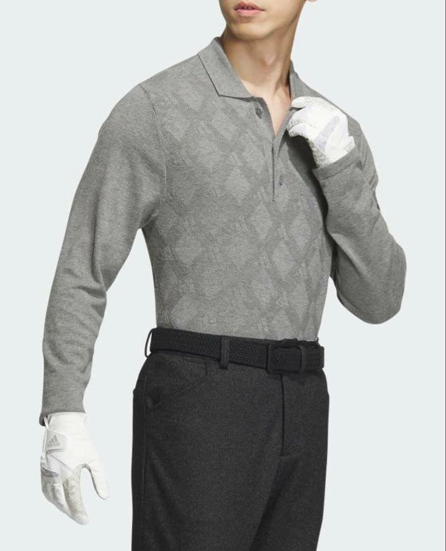 送料無料 新品 adidas GOLF アーガイル柄セーター ポロ M GR