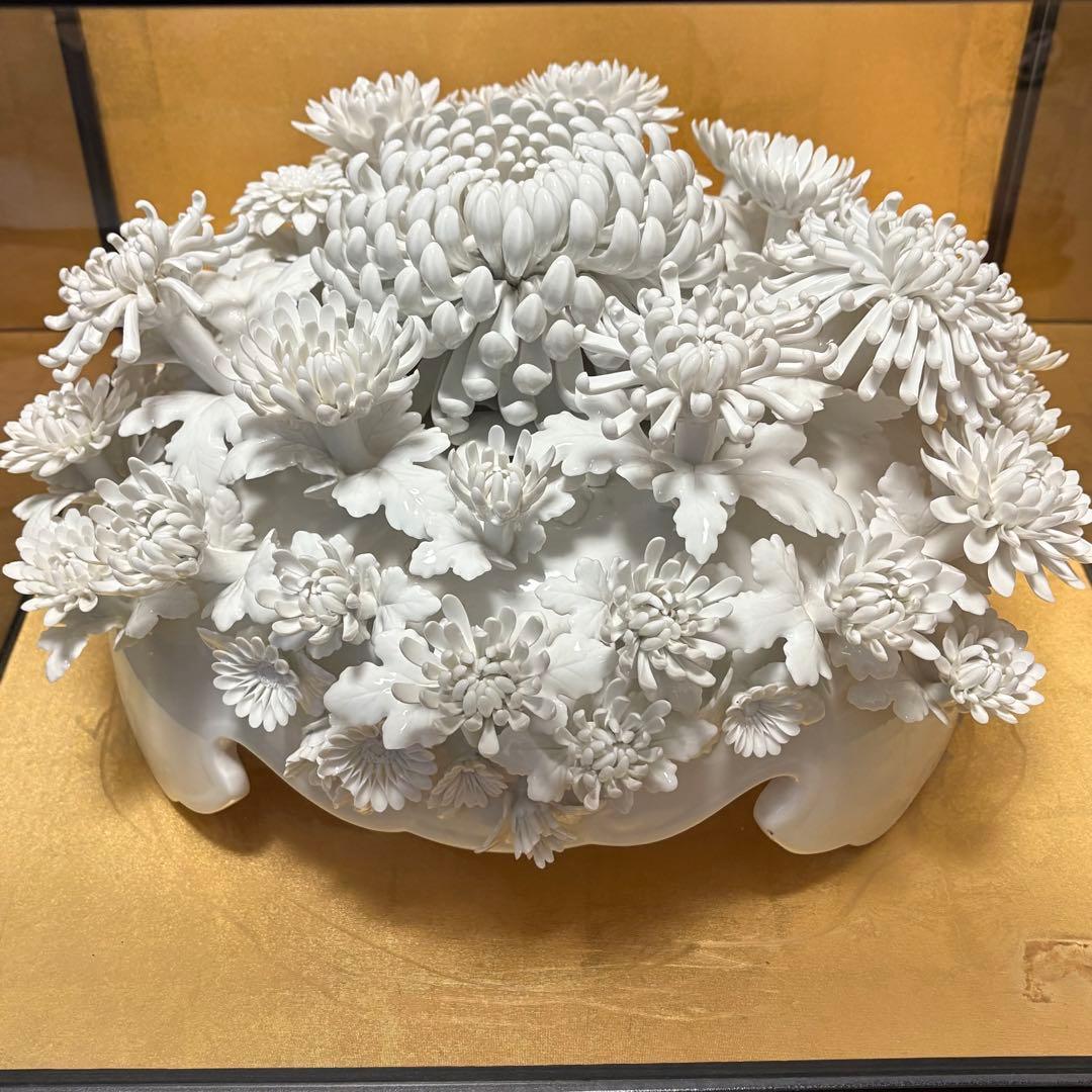 有田焼 華生窯 白菊花盛 陶器 国宝級 繊細 緻密品
