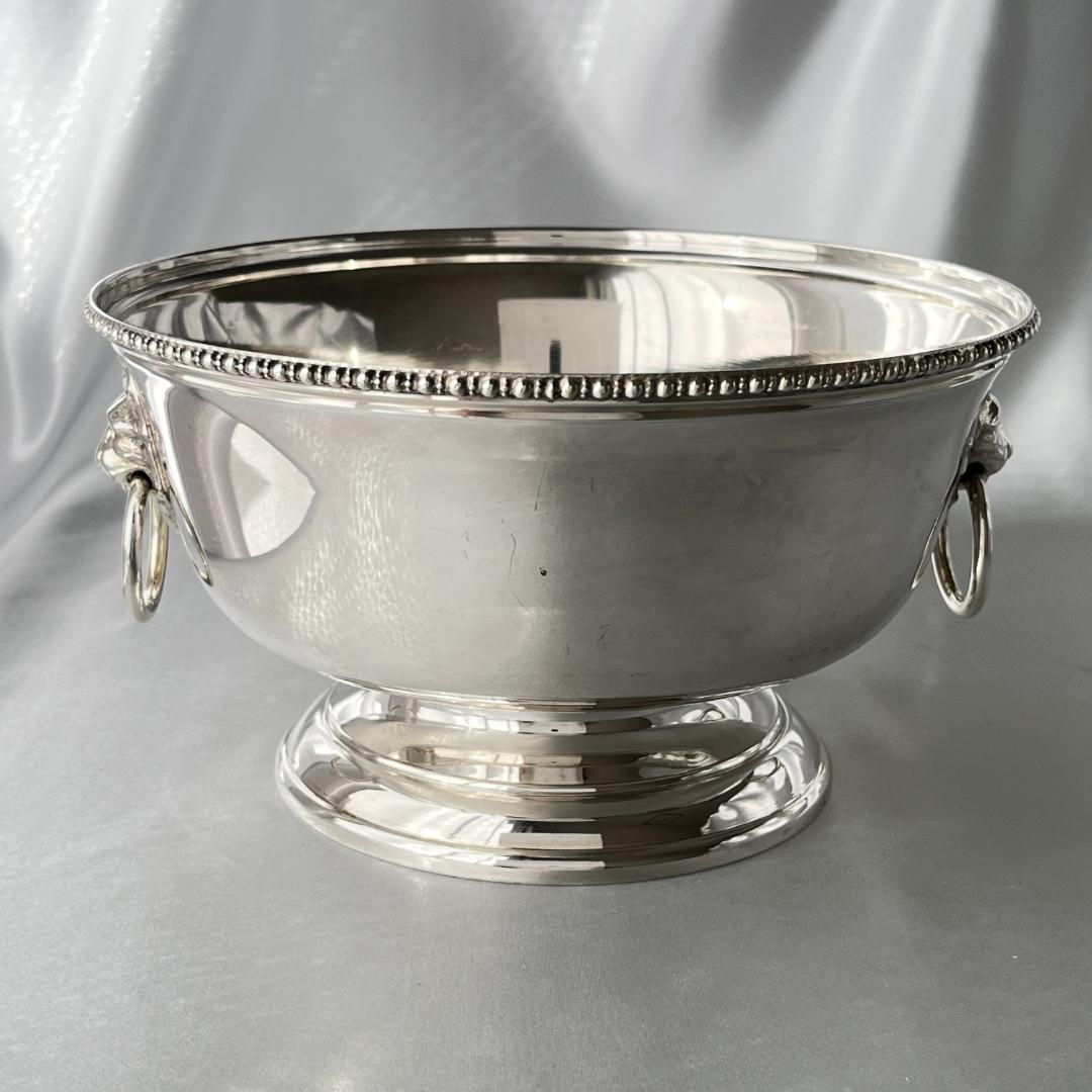 【英国】 ライオンのボウル / センターピース【シルバープレート】直径18cm