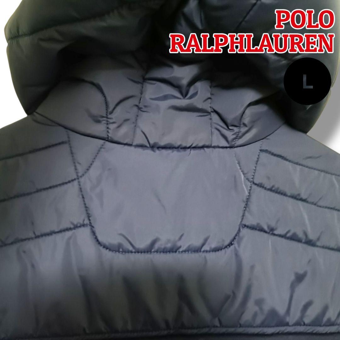 【大人の上質】ポロラルフローレン 中綿フーデッドベスト L ネイビーメンズゴルフ