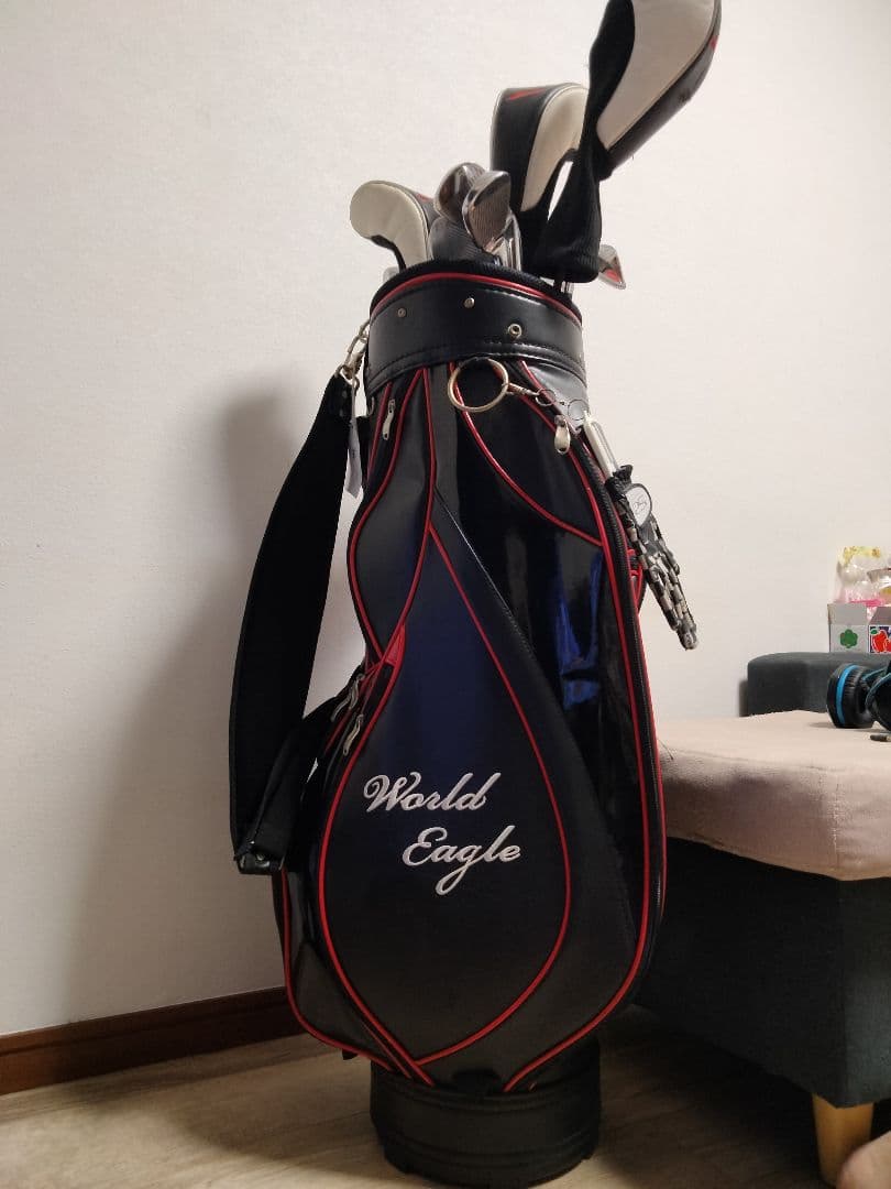 WORLD EAGLE キャディバッグ ブラック/レッド　マーク