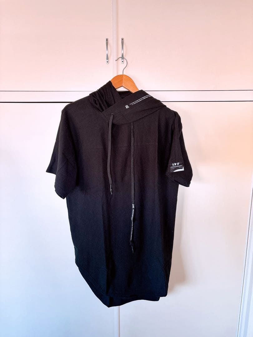 【IKE×SPYAIR】IVT コラボ フードTシャツ 黒 ワッフル素材 F