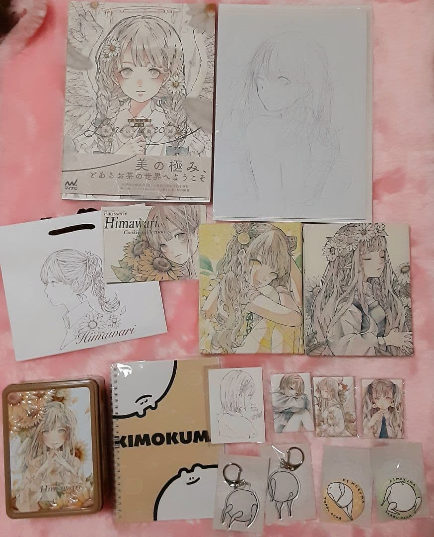 とあるお茶　イラスト集、グッズセット　缶バッチ、キャンバス