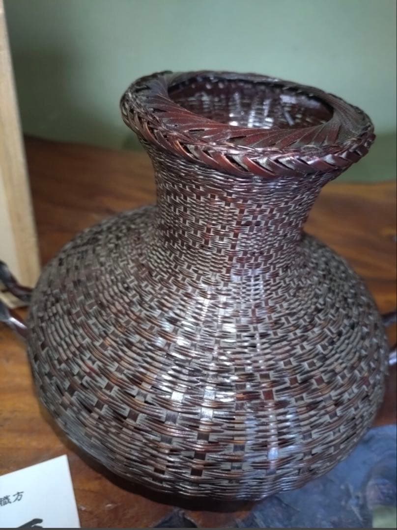 wm001 茶道具 高級竹細工 川原竹寿斉 竹花入 煎茶道具