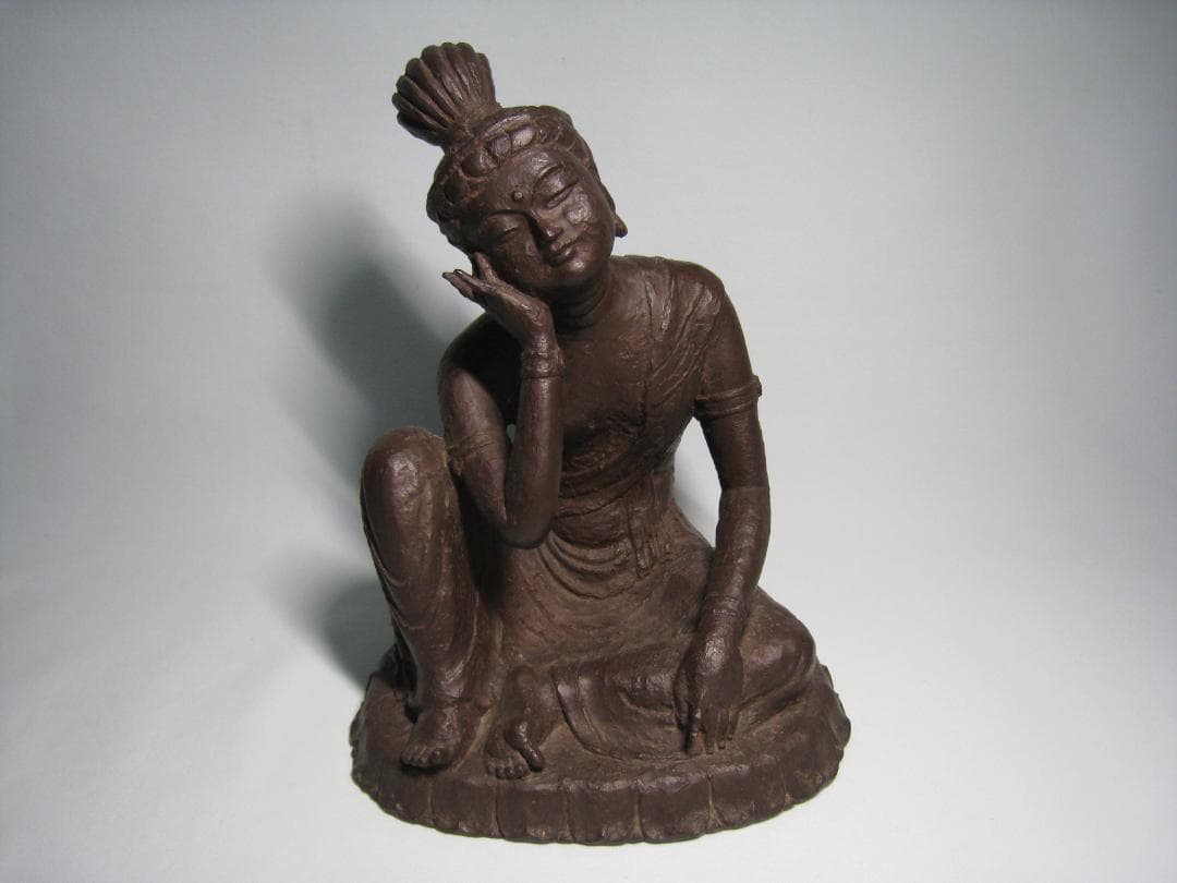 ブロンズ製　【やすらぎ】友沢正彦　おはぐろ技法　如意輪観音菩薩坐像