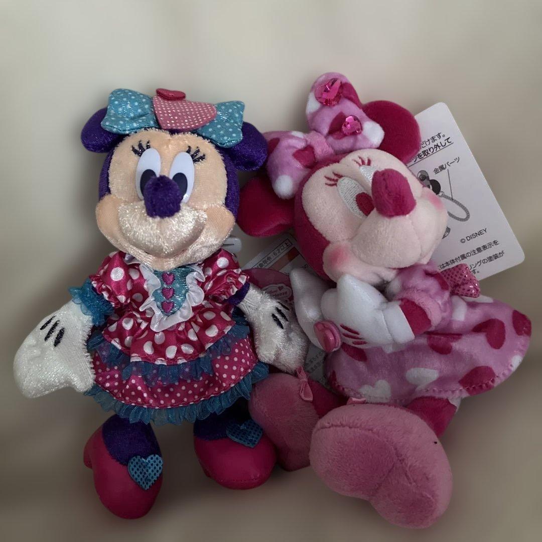 ディズニー　ミニー　パルパルーサ　ぬいぐるみバッチ、ぬいぐるみキーチェーンセット