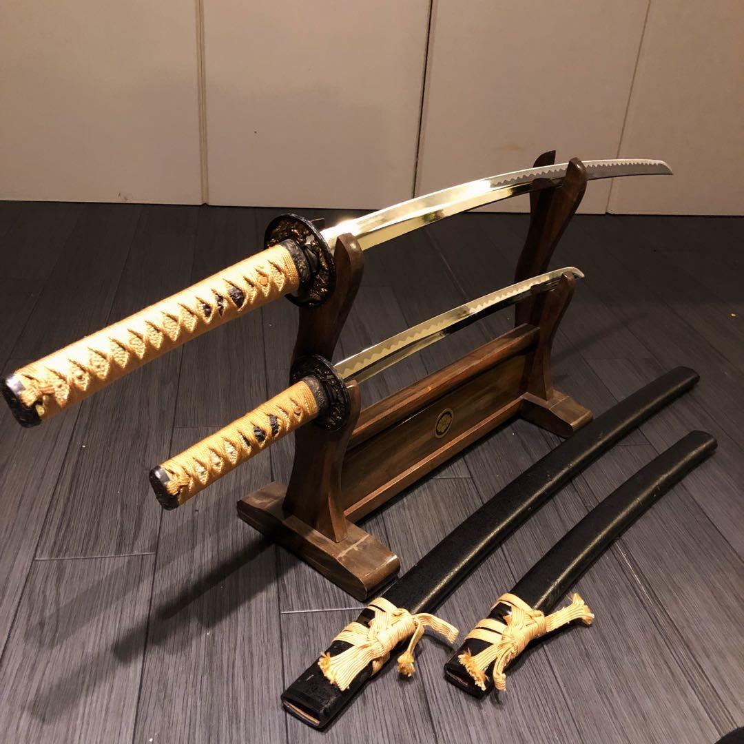 本格模造刀　居合刀　 2本セット　美術刀剣　太刀　脇差　大小セット　茶拵え