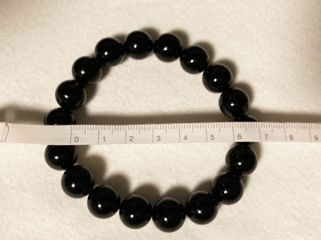 【艶黒】モリオン12mm 18粒 内周18cm ブレス 大玉